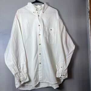VTG Lee Men’s XXL Classic Denim Long Sleeve Button-Down Shirt White 100% Cotton